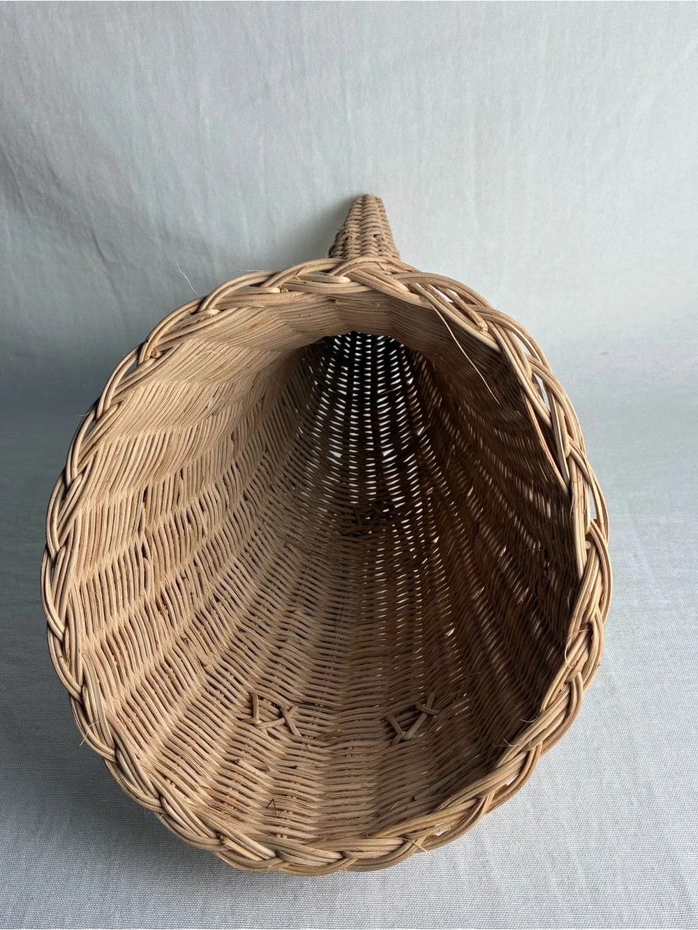 Vintage Wicker Cornucopia Basket Fall Thanksgiving Centerpiece